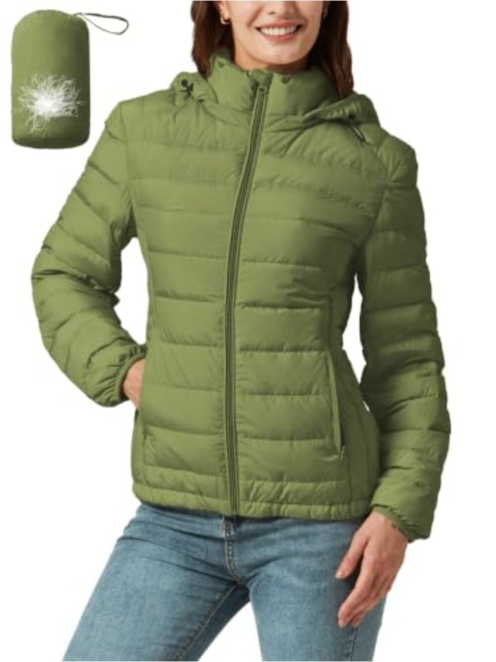 Lightweight Packable Down Jacket Quilted Puffer Coat with Hood